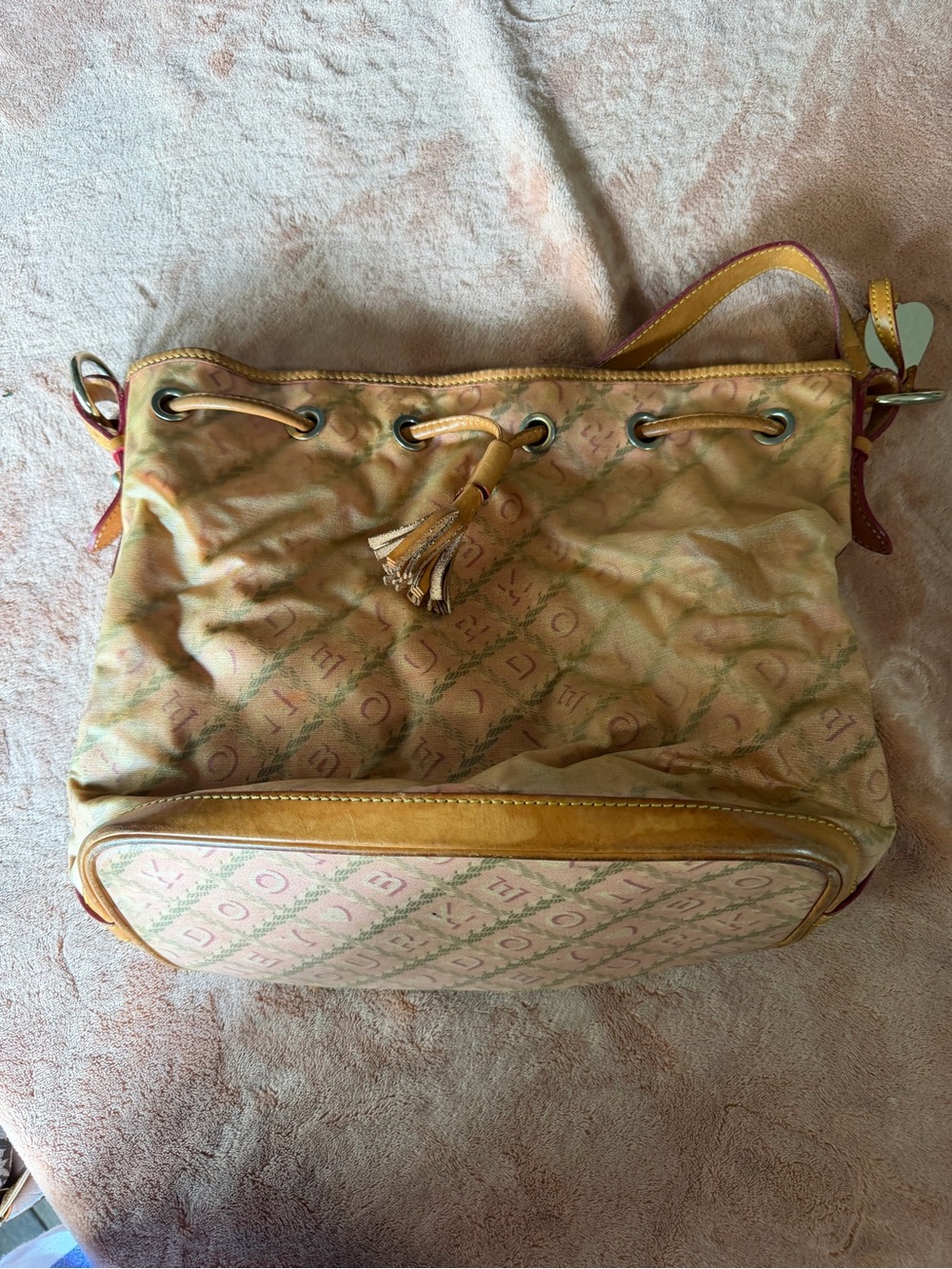 Yellow Canvas Drawstring Dooney and Bourke
